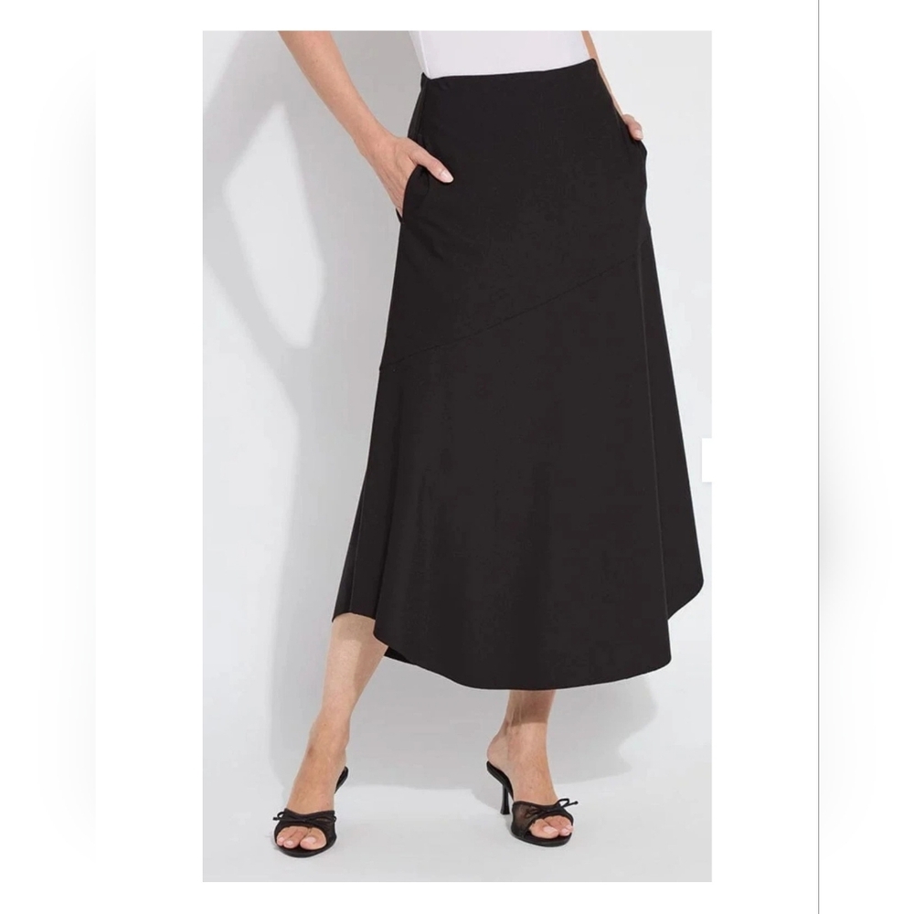 New Lyssé XL Black Ponte Midi Skirt Pull On 4-Way Stretch Tummy Control Classic